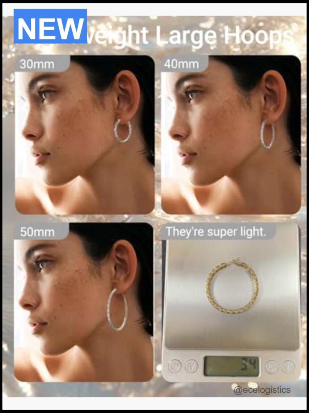 925 Sterling Silver Twist Hoop Earrings Lightweight 30-50mm Hypoallergenic - Picture 5 of 7